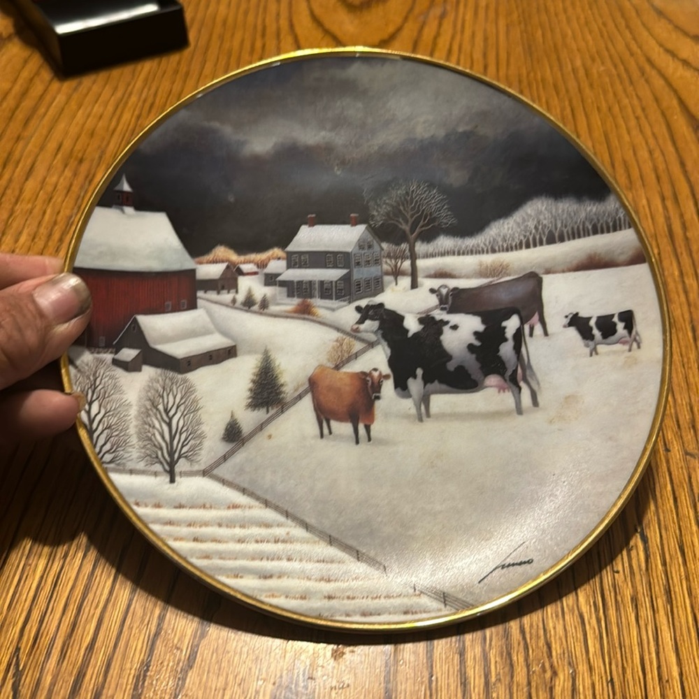 Cow in Winter plate